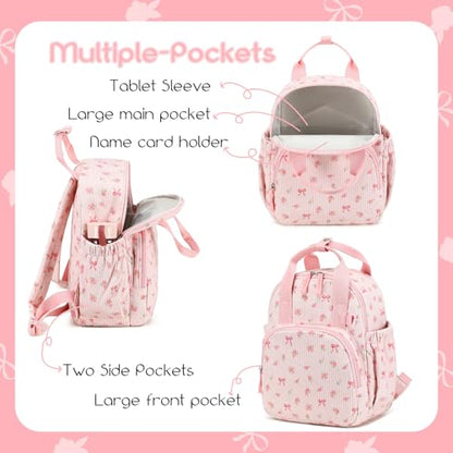 Bluboon Toddler Backpack for Girls Boys 2-4 Cute 12" Preschool Kindergarten Backpacks Kids Daycare Bags School Travel (Pink bow flower 212-Pink, Age 2-4 (12" H not Fit A4 Folder)) - color: Pink Bow Flower 212-pink, size: Age 2-4 (12" H not Fit A4 Folder)