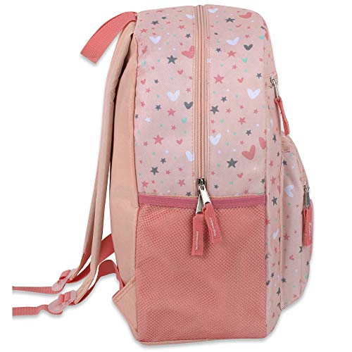 Trail maker 17” Kids Character School Backpacks Plush for Girls with Side Pockets, Padded Straps - color: Plush Starry Hearts