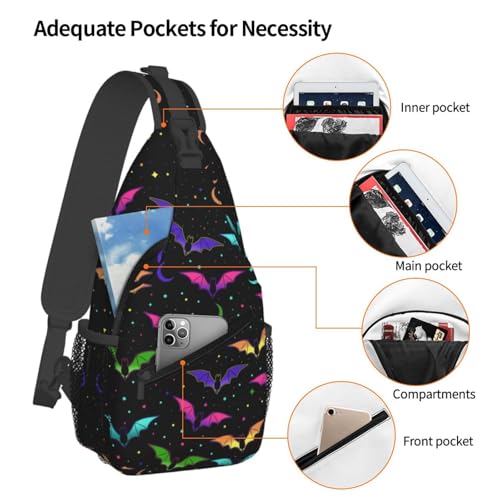 Halloween Gothic Bat Outdoor Crossbody Shoulder Bag For Unisex Young Adult Hiking Bicycling - color: 12