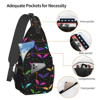 Halloween Gothic Bat Outdoor Crossbody Shoulder Bag For Unisex Young Adult Hiking Bicycling - color: 12