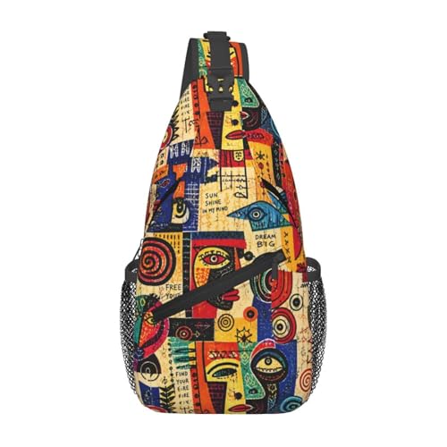 Horse Sling Bag Crossbody Backpack Lightweight Chest Bag Casual Travel Daypack For Work Daily Commute And Short Trips - color: Colorful Graffiti-2
