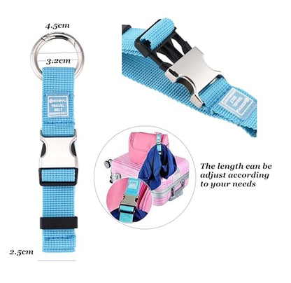 2PCS Add a Bag Luggage Strap Jacket Gripper,Heavy Duty Luggage Straps Carry-on Baggage Suitcase Straps Belts Travel Accessories (Black/Blue) - color: Black/Blue