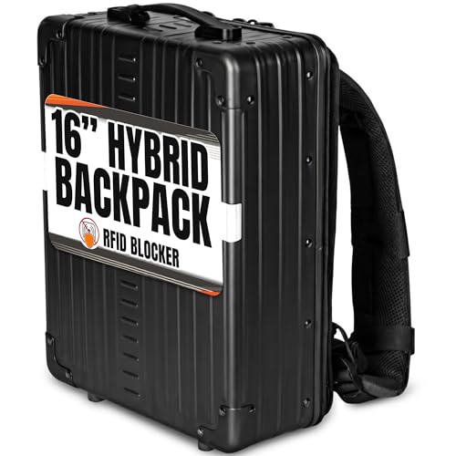 Aleon Case Hard Shell Backpack for Men & Women, 16 Inch Lightweight Business Travel Backpack w/RFID Blocking, Fits 13 Inch Laptop, Hybrid Tech Backpack for Executive, Gaming, Photography Gear, Black - color: Black