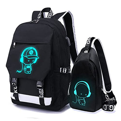 Asge Large Teens School Backpacks Waterproof Nylon Football Printing for 8-15 Years Boys & Girls - color: Oslei128-4