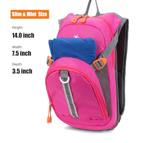 Kids Hydration Backpack, Water Hiking Backpack for Boys or Girls with 1.5L Reservoir Bladder - color: Rose