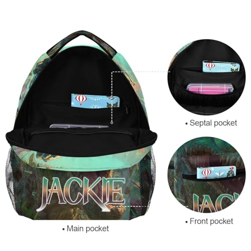 susiyo Custom Name Backpack Personalized School Bookbag Jungle Dinosaur Lightweight College Back Pack Travel Camping Casual Daypack for Teens Girls Boys Women Men - color: Custom Dinosaur