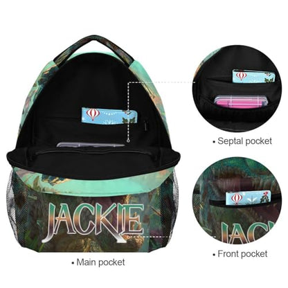 susiyo Custom Name Backpack Personalized School Bookbag Jungle Dinosaur Lightweight College Back Pack Travel Camping Casual Daypack for Teens Girls Boys Women Men - color: Custom Dinosaur