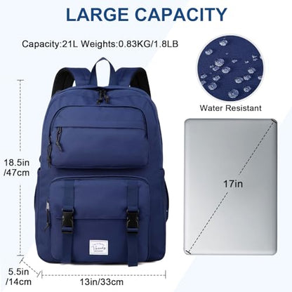 VASCHY Backpack for Men, Unisex Large Fashion Schoolbag Book bag Rucksack for High School/University/Work/Travel/Commuter Blue - color: Dark Blue