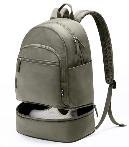 Uselike Gym Backpack for Women Men, Lightweight Gym Bag with Shoe Compartment, Waterproof Workout Backpack with Wet Pocket - color: Grey Sage