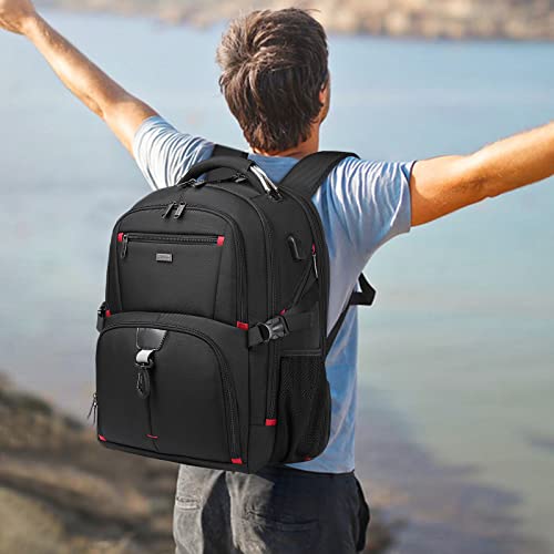 DUSLANG 50L Travel Laptop Backpack for Men Women, Extra Large Heavy Duty Big Carry on Backpack for Weekend Airline Approved Fits 17 Inch Computer, Black - color: 50l Black