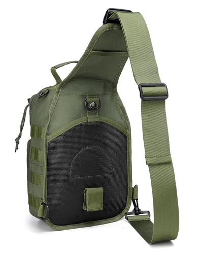 Tactical Sling Backpack Military Crossbody Bag Pack for Mens One Shoulder Holster Sling Bag 10L - color: Green