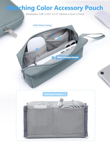 HYZUO 13 Inch Laptop Sleeve Bag Set for MacBook Air 13 M5/M4/M3/M2/M1 A3449 2026-2018, 13" MacBook Neo 2026 A3404, MacBook Pro 13 M2/M1 2026-2016, iPad Pro/Air 13, XPS 13, Surface Pro, Ash Blue - color: Ash Blue, size: 13 Inch