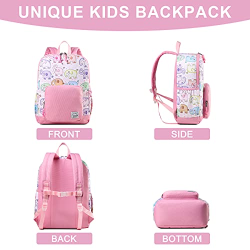 VASCHY Kids backpacks, Cute Lightweight Water Resistant Preschool Backpack for Boys and Girls Chest Strap | Cute - color: Elephants Pink, size: Small (4-6 Yrs) - 15'' H