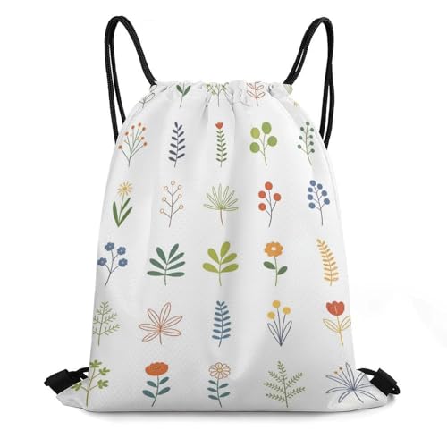 Honeycomb Drawstring Backpack Lightweight & Durable Bag Flat Style Various Floral And Leaf Prints - color: Style-18