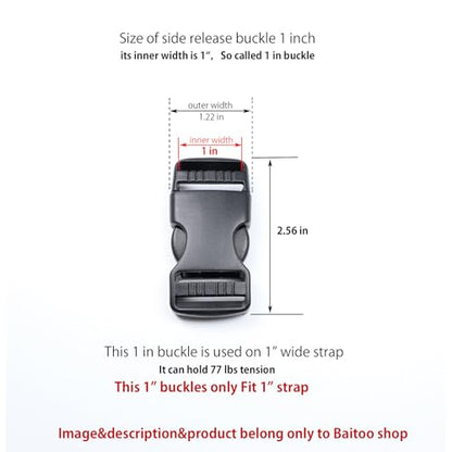 Side Release Buckles Heavy Duty Plastic Buckle Snap Clips Clasps Backpack Buckle Replacement for Strap - style: 1 Inch - 2sets