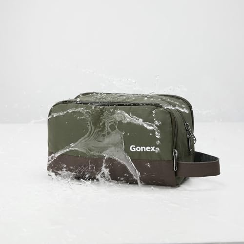 Gonex Travel Toiletry Bag Nylon, Toiletries Kit Shaving Bag Toiletry Organizer Olive & Brown - color: Olive & Brown