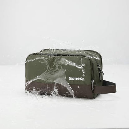Gonex Travel Toiletry Bag Nylon, Toiletries Kit Shaving Bag Toiletry Organizer Olive & Brown - color: Olive & Brown