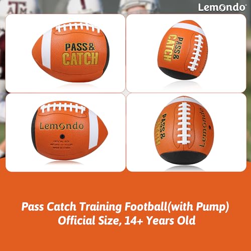 PassCatch Training Football, Enhance Passing Catching Skills, Official & Youth Size(with Pump) - style: Orange 9#(Ages 14+)