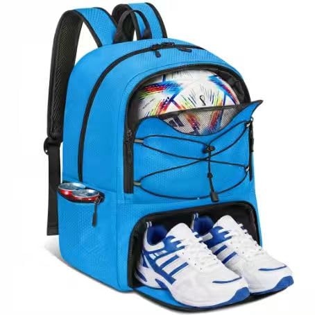 Soccer Backpack with Seperate Compartment, Water Resistant Sport Bags fit for Basketball, Volleyball, Football - color: Blue 2.0