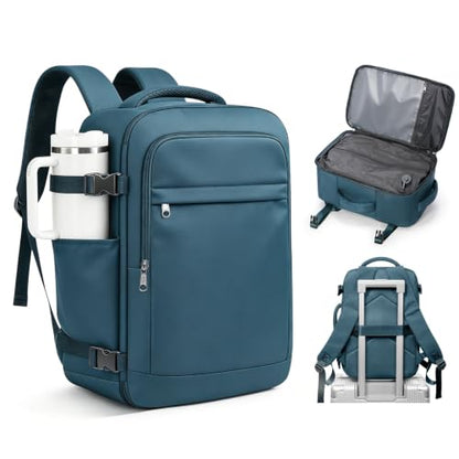 VGCUB Vacuum Backpack Travel with Pump, 40L Carry On Travel Backpack Flight Approved TSA, Vacuum Seal Compression Bags for Clothing, Waterproof Personal Item Bag for Women Men Peacock Blue - color: A-peacock Blue With Vacuum Bag