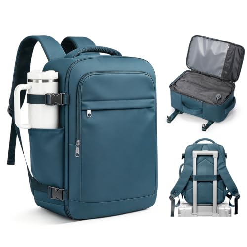VGCUB Vacuum Backpack Travel with Pump, 40L Carry On Travel Backpack Flight Approved TSA, Vacuum Seal Compression Bags for Clothing, Waterproof Personal Item Bag for Women Men Peacock Blue - color: A-peacock Blue With Vacuum Bag