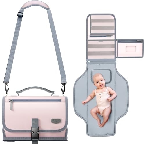 Portable Diaper Changing Pad for Baby, Detachable Travel Changing Pad with Baby Wipes Pocket, Gifts for Baby Shower, Newborn Girls and Boys (Light Pink) - color: Light Pink