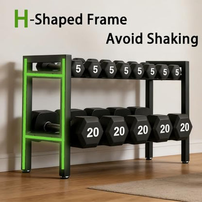 Dumbbell Storage Rack, Weight Rack for Dumbbells, 2 Tier Adjustable Kettlebell Rack Shelf Weight holder for Home Gym Heavy-Duty Space-Saving (Rack Only) - size: 32IN