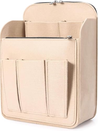 Felt Backpack Organizer Insert for Women and Men, Large Travel Rucksack Insert with High Capacity, Lightweight Bag Organizer with Zipper Pockets (Beige) - color: Beige