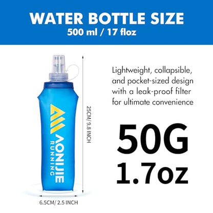 AONIJIE Running Hydration Vest for Men Women 8L Backpack with 500ml Soft Flask Water Bottle - style: Green