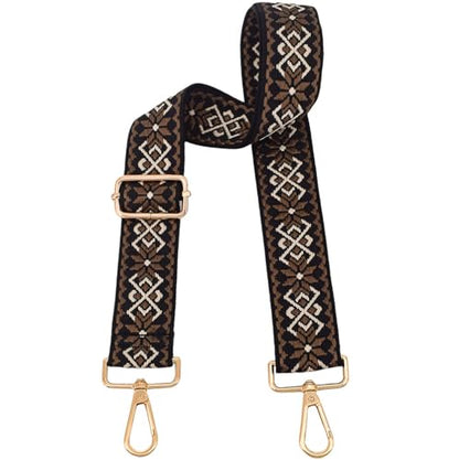 Replacement Purse Strap Shoulder Strap Adjustable Crossbody Strap for Women Crossbody Wide Shoulder Bag - color: Brown Diamond-gold Hardware