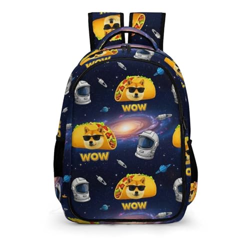Travel Backpack Purse for Women, Galaxy Space Shiba Inu Dog Cute Laptop Backpack with Tumbler Holder for Nurse Teacher College Work Casual Daypack - color: Pattern (272)
