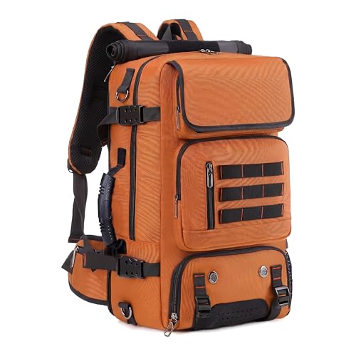 Travel Backpack with Shoe Compartment, Large Carry On Laptop Backpack, Water Resistant Weekender Bag for Men Women (Orange, Orange) - color: Orange