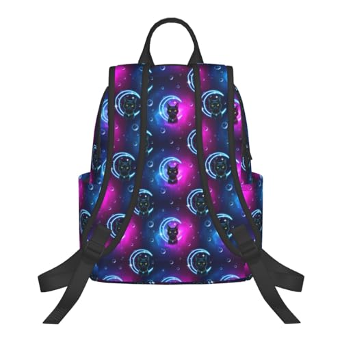 Compact Urban Commute Backpack Space Black Cat, Slim Fit Laptop Daypack for Office Business Casual Daily Wear Men Women - color: Picture (223)