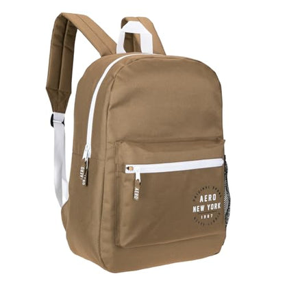 AEROPOSTALE Fieldtrip Unisex Backpack - AE Mens and Womens Bag for Everyday Use - Brown/White - color: Mud Brown