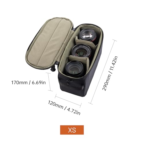 PGYTECH XS Camera Insert Bag, Waterproof Lens Pouch for Photographers and Traveler, Lightweight DSLR/SLR Lens Carring Case with Thicken Partition for Canon/Nikon/Sony/Mirrorless Cameras - size: XS