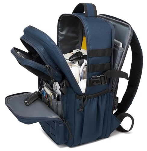 Wotony Military Tactical Backpack for Men Waterproof Daypack 3 Day Assault Pack Laser-Cut MOLLE Webbing Design with Water Bottle Holder Black Small Tactical Assault Bag (Blue, 25L) - color: Blue, size: 25L