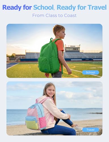 VASCHY School Backpacks, Lightweight Bookbag Schoolbag for Boys Girls Casual Basic Simple Daypack for Men Women Bright Green - color: Bright Green