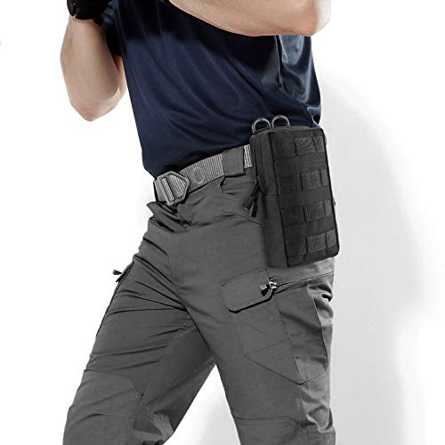 FRTKK 2 Pack Molle Pouches - Tactical Compact Water-Resistant EDC Pouch Bag Small Utility Pouch - color: 2 Pack-Black 3