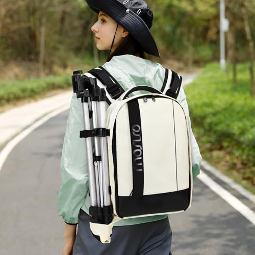 MOSISO Camera Backpack,DSLR/SLR/Mirrorless Photography Backpack Buffer Padded Shockproof Camera Bag with Customized Modular Inserts&Tripod Holder Compatible with Canon,Nikon,Sony etc, Beige - color: Beige