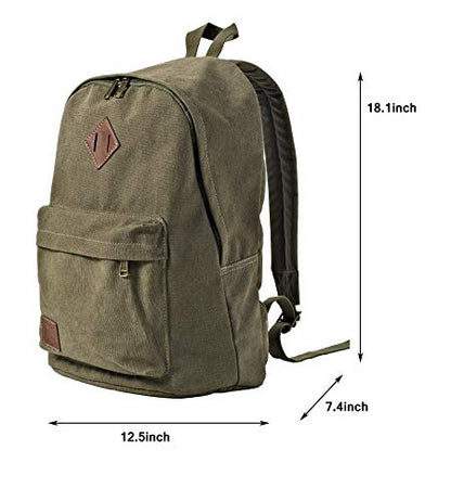 Durable Canvas College Rucksack Laptop Excursion Backpack Travel Notebook School Backpack Bookbag For Men Women Military Green Factory Directly - color: Millitary Green