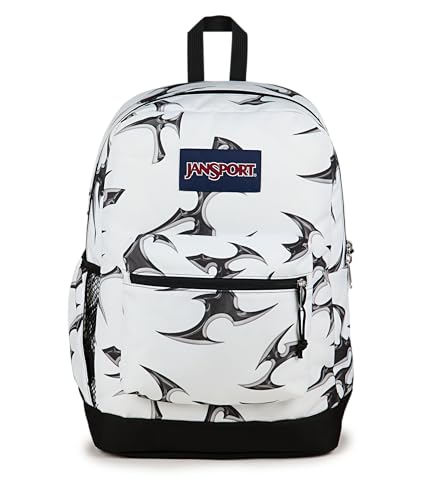 JanSport Cross Town Plus Backpack - Large Main Compartment, Side Water Bottle Pocket, 15-Inch Padded Laptop Sleeve - Cyber Silver White - color: Cyber Silver White