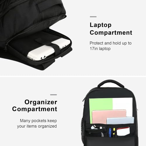 MATEIN Carry on Backpack, 40L Flight Approved Large Travel Laptop Backpack, 17 Inch Water Resistant Luggage Computer Daypack College Weekender Overnight Bag for Men & Women, Black - color: Black, size: X-Large