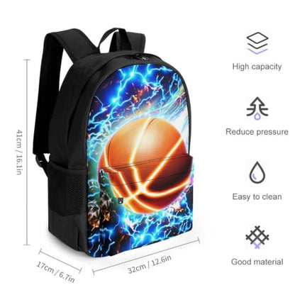 Cool Basketball Backpack, Durable Polyester Daypack with Laptop Compartment, Reinforced Bottom, Adjustable Shoulder Straps And Multi Pockets for Travel And Daily Use - color: Cool Basketball