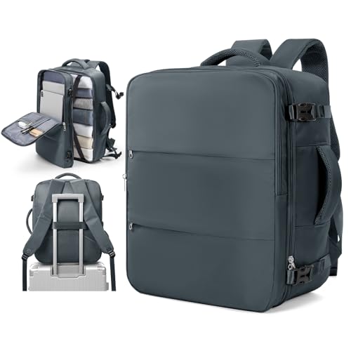 suradar Travel Backpack for Women Men,Carry On Backpack Flight Approved Hiking Backpack Rucksack Casual Daypack Personal Item Travel Weekender Essentials Backpacks Grey Blue - color: A11-grey Blue, size: Large