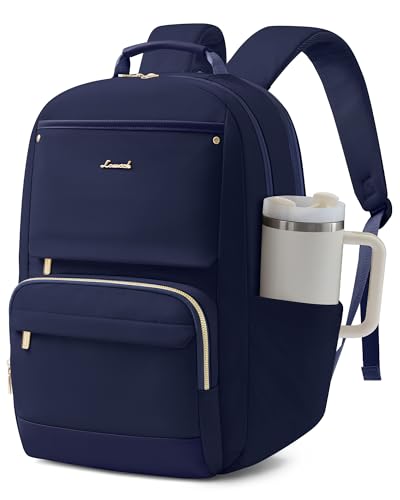 LOVEVOOK Laptop Backpack for Women with Large Capacity Cup Pocket, 15.6 inch Work Purse Travel Bag for Teacher Nurse, Waterproof Computer Business Back Pack, Bookbag for College, Blue - color: Dark Blue, size: 15.6 inch