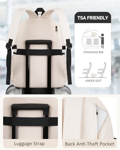 WINDARS School Backpack for Girls Boys, Cute Aesthetic College Bookbag 17.3 Inch Laptop Women Backpacks Large Casual Daypack for Elementary to High School Students (White)