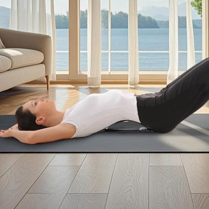 Lumbar Back Stretcher | 4 Level Adjustable Curved Ergonomic - Lumbar Support Board,for Home Gym Yoga Studio Office Car Bedroom Living Room - color: Black and White