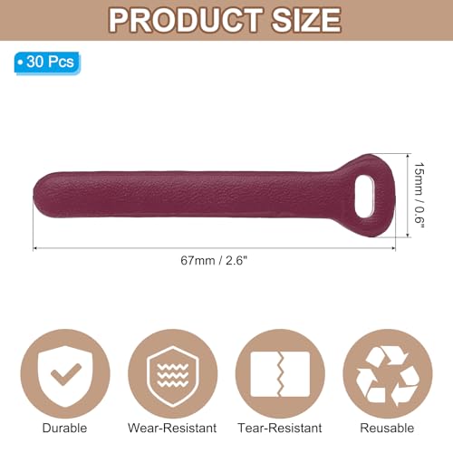 PATIKIL 30Pcs Leather Zipper Pull, 2.6" Replacement Zipper Puller Extender Backpack Luggage Sliders for Handbags Suitcases Bags Wallets Jackets Coats Pull Tabs, Dark Red - color: Dark Red
