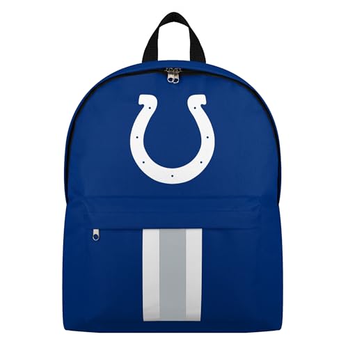 FOCO NFL Officially Licensed Team Color Primary Logo Solid Stripe Football School Bag Travel Backpack - Indianapolis Colts - Blue - color: Indianapolis Colts