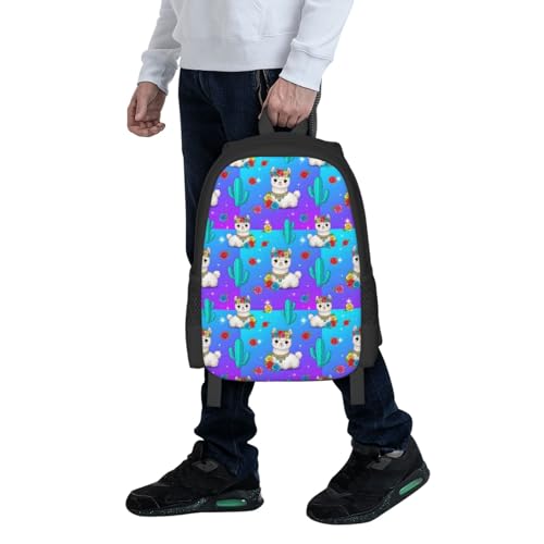 Breathable Outdoor Daypack Cute Alpaca Llama Flower, Durable Anti Theft Travel Backpack Adjustable Strap Shoulder Bag for Hiking Camping City Walking - color: Design (217)